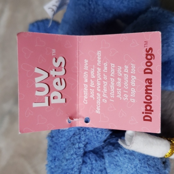 Russ Berrie Luv Pets Diploma Dogs Plush Blue Graduation Stuffed Animal 5" NWT - Picture 7 of 11